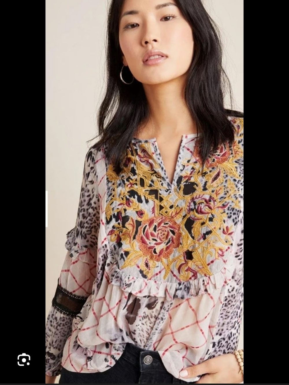 Anthropologie Matilda Embroidered Blouse
